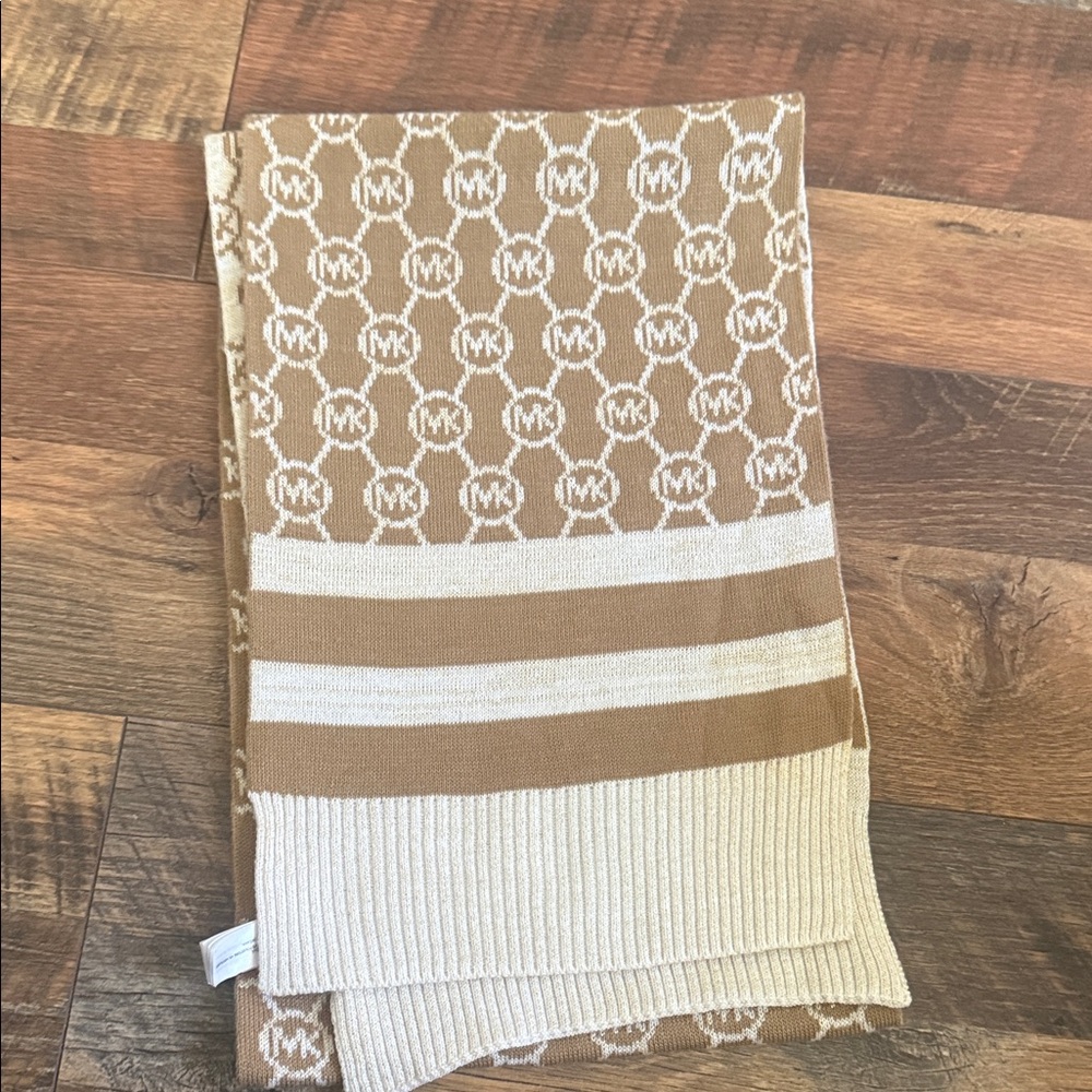 Michael Kors Brown and Cream Knit Scarf